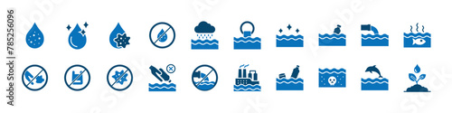 set of water pollution icons, environment, nature