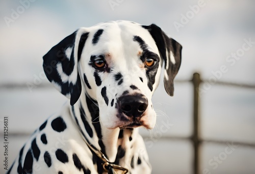 A close up of a Dalmation