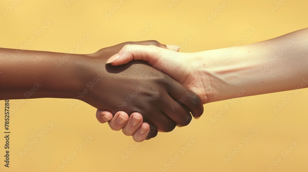 A handshake between two people of different ethnicities, symbolizing diversity and unity A handshake between two people of different ethnicities, symbolizing diversity and unity