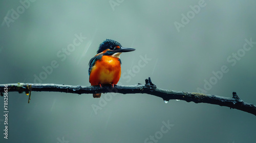 American pygmy kingfisher perched on a branch looking photo