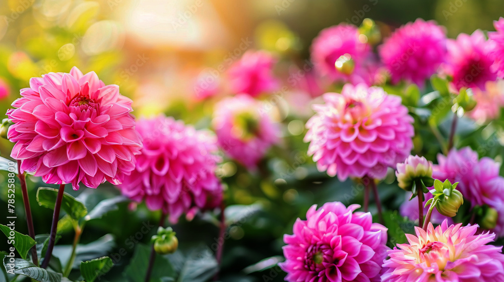 Beautiful blooming pink dahlia flowers in the garden. Beautiful blooming pink dahlia flowers in the garden.