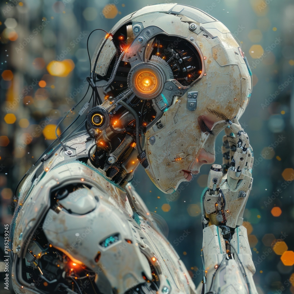 Robot Talking on Cell Phone in Urban Setting Robot Talking on Cell Phone in Urban Setting