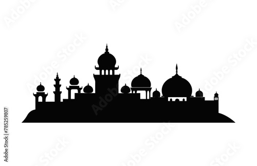 Jaipur Skyline black Silhouette isolated on a white background