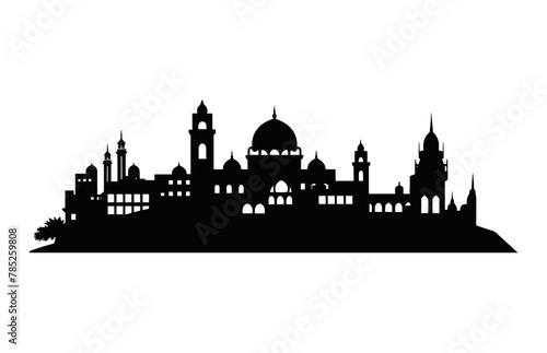 Jaipur Skyline black Silhouette isolated on a white background