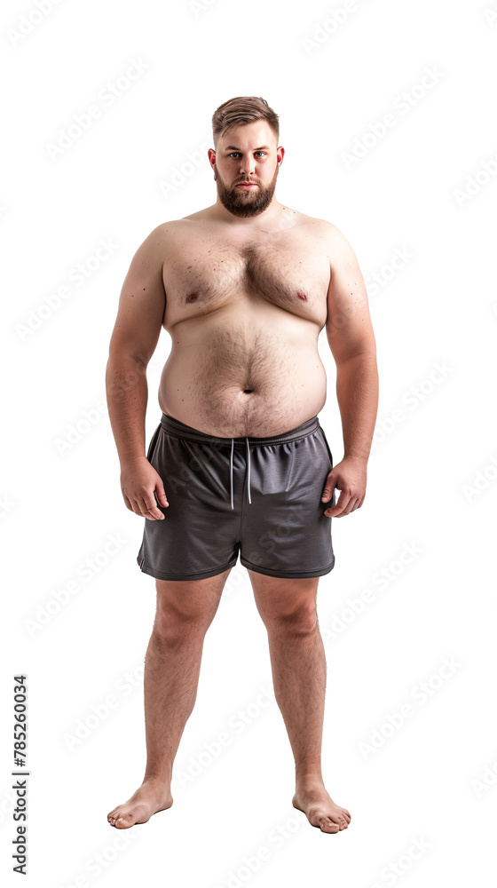 Obese man isolated on transparent background. Obese man isolated on transparent background.