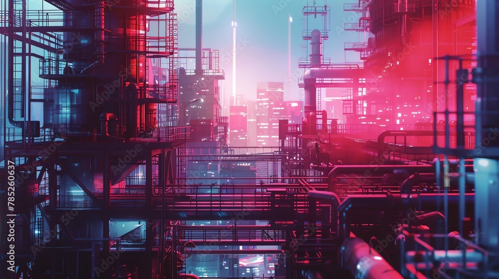 Depict a glitch art view of the Industrial Revolution with steam engines glitching into futuristic cyborg machines, creating a surreal fusion of eras
