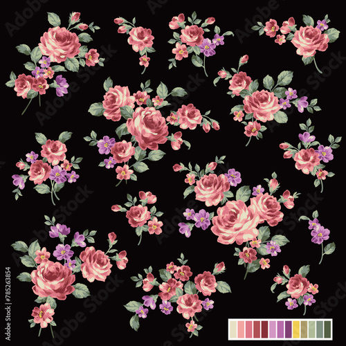 Wallpaper Mural A collection of rose materials ideal for textile design, Torontodigital.ca