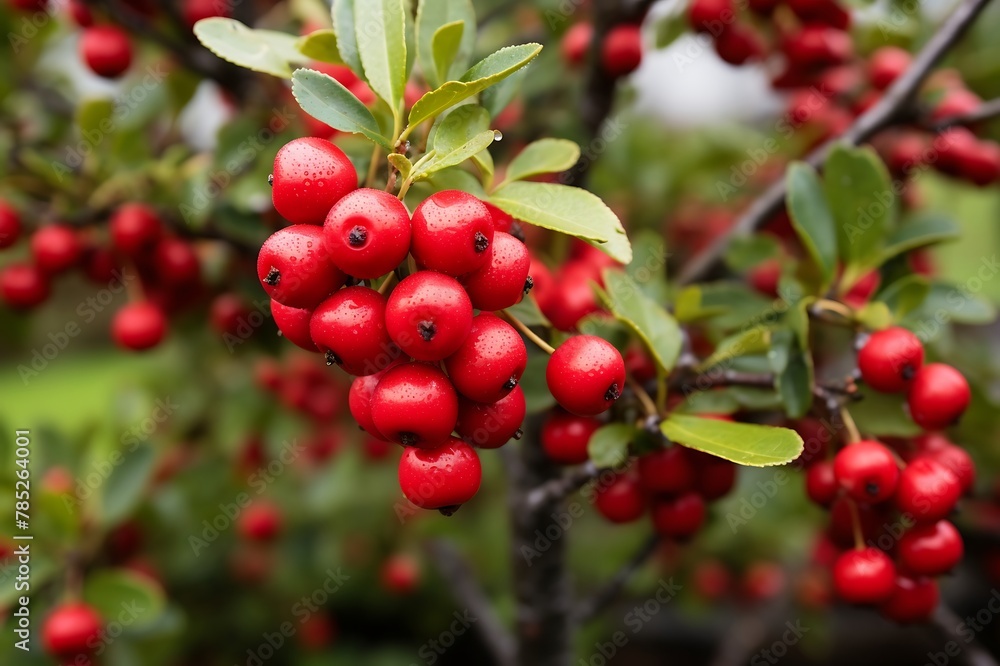 Bearberrys hanging from a tree branch in the Bearberry orchard