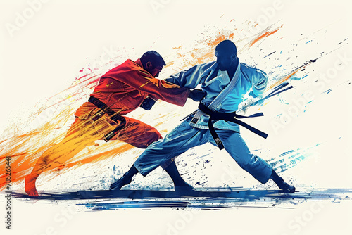 Mixed martial arts fight illustration.