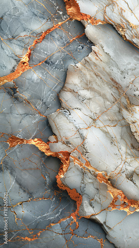 Abstract background, creative texture of white marble with gold veins. © puhimec