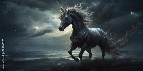 Unicorn on a night with high winds