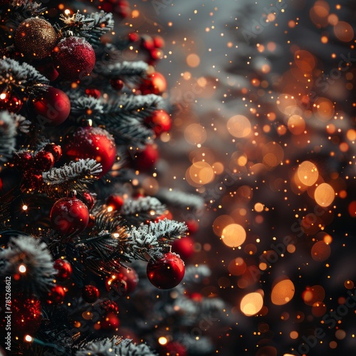Close Up of a Christmas Tree With Lights © zz