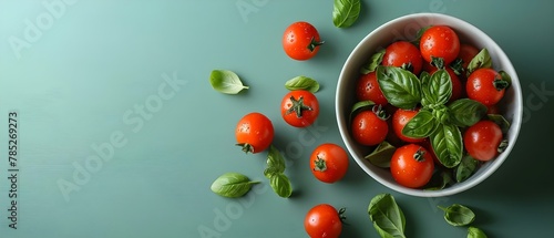 Fresh Tomatoes & Basil: The Essence of Minimalist Nutrition. Concept Nutrient-Rich Ingredients, Healthy Eating Choices, Simple Recipe Ideas, Plant-Based Lifestyle