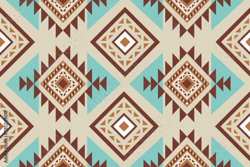 Navajo tribal vector seamless pattern. Native American ornament. Ethnic South Western decor style. Ikat Boho geometric ornament. Vector seamless pattern. Mexican blanket, rug. Woven carpet 