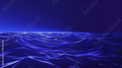  A large body of water with waves in front and a star in the background
