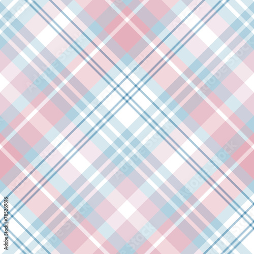 Seamless pattern in wondrous white, blue and pink colors for plaid, fabric, textile, clothes, tablecloth and other things. Vector image. 2