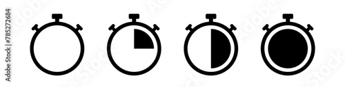 Timer vector icons. Countdown timer and stopwatch symbol flat. Vector illustration.