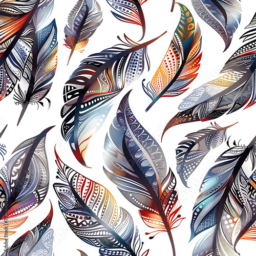 Feathered Tribal Textile Pattern