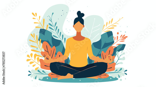 Serene meditation scene with person sitting in lotus