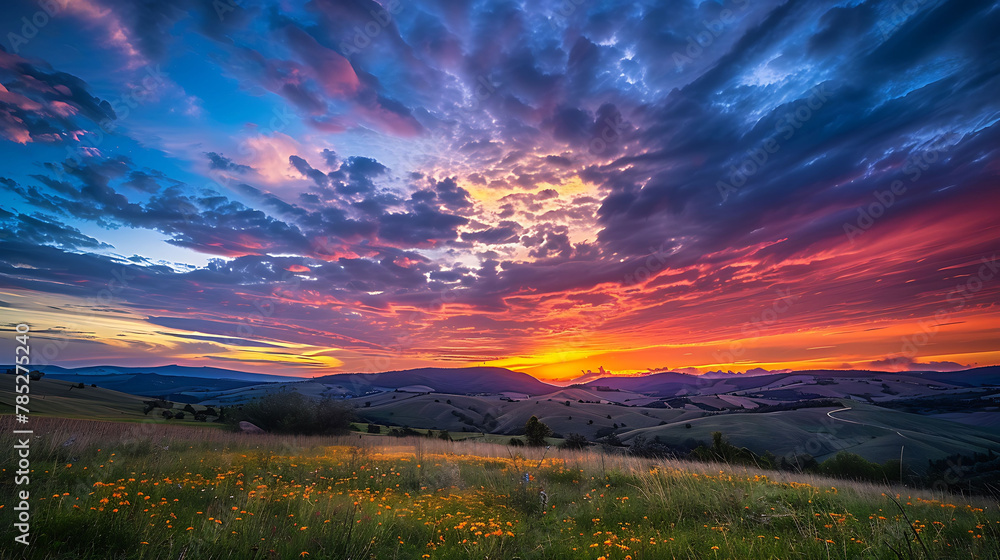 Beautiful view with bright sunset colors Beautiful view with bright sunset colors