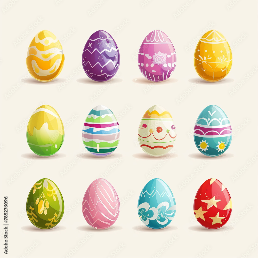 Easter colorful eggs icons