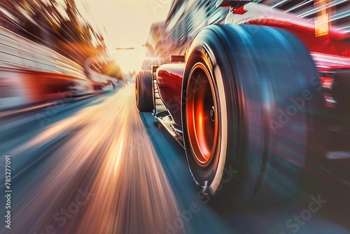 Formula 1 racing car on road with motion blur effect. Concept of speed. © Oleh