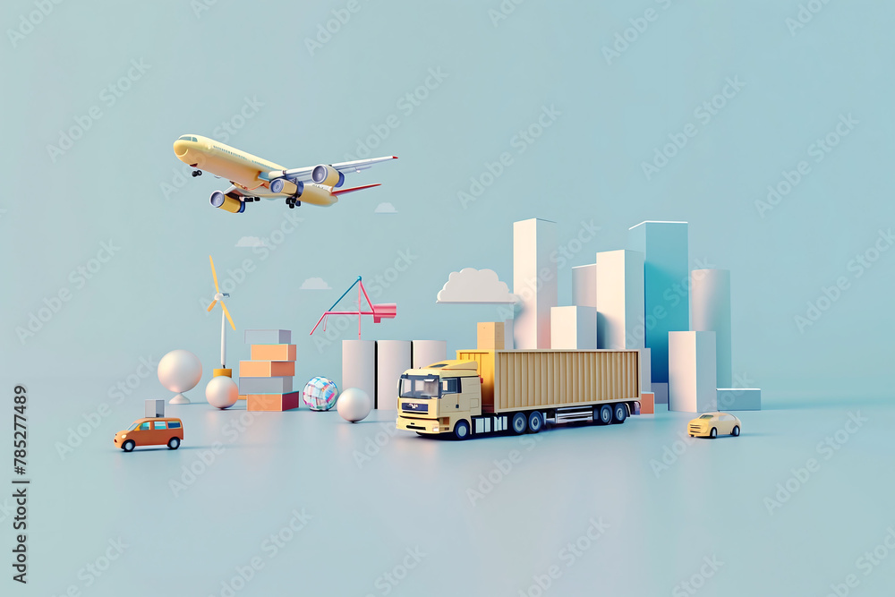 Miniature Logistics and Global Trade Concept