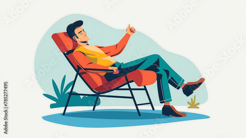 Relaxed Man Lounging in a Modern Chair
