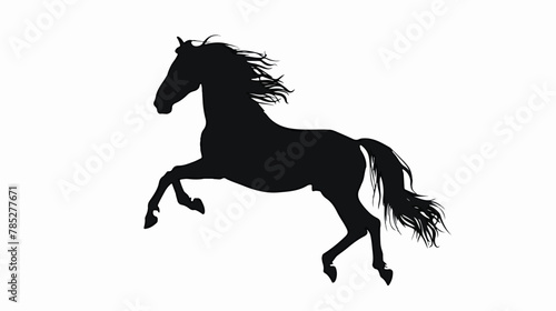 Silhouette of a rearing horse. Black silhouette 