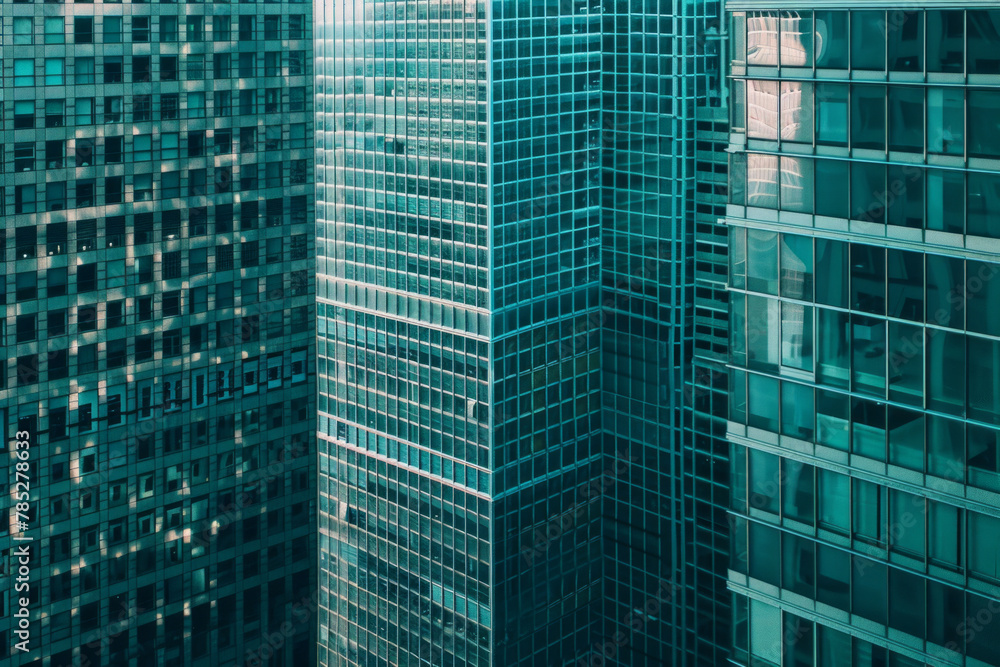 A closeup of skyscrapers in a city using a telephoto lens A closeup of skyscrapers in a city using a telephoto lens