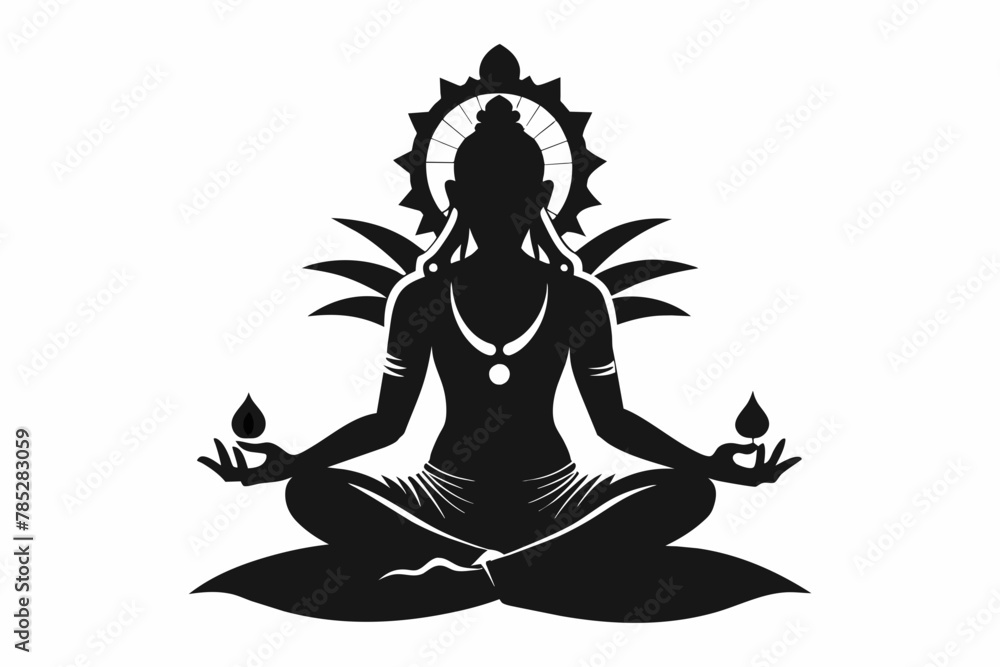 Hinduism vector silhouette on white background