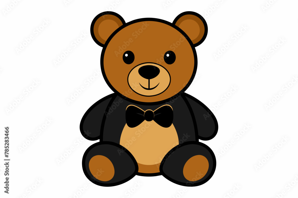 Fototapeta premium Classic teddy bear toy with a bow tie vector 