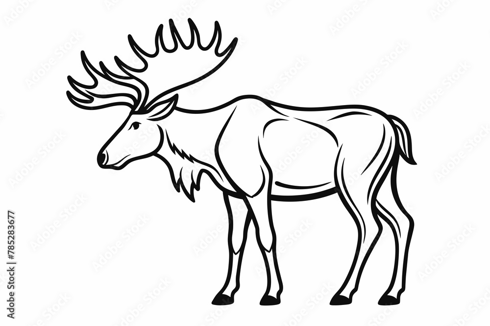 Fototapeta premium moose outline silhouette on white background