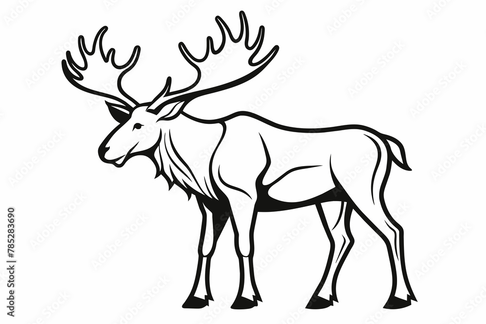 moose outline silhouette on white background moose outline silhouette on white background