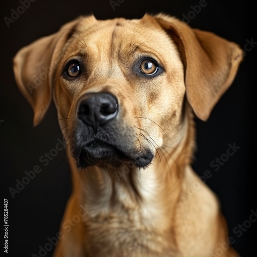 Close Up of Dog on Black Background