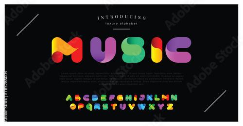 Creative Design vector Font of twisted Ribbon for Title, Header, Lettering, Logo. Funny Entertainment Active Sport Technology areas Typeface. Colorful rounded Letters and Numbers.