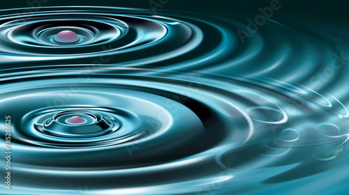  A tight shot of water ripples in a red-dot-marked pool, with the center ripple highlighting the dot