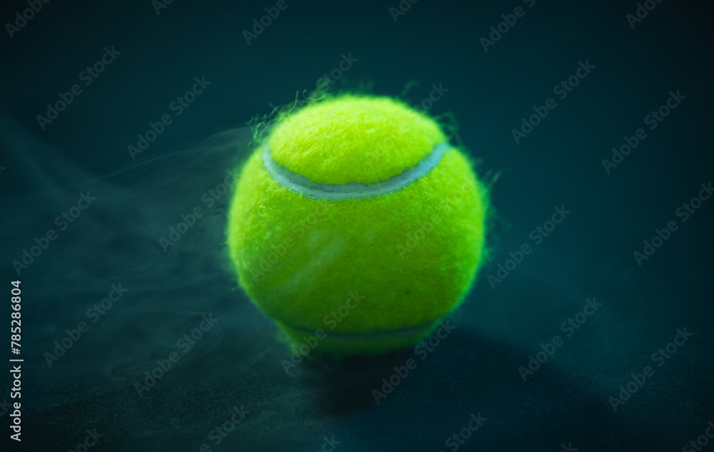 Padel or tennis ball. Background with copy space. Sport court and ball. Social media template. Promotion for padel and tennis events.
