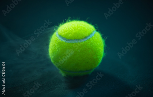 Padel or tennis ball. Background with copy space. Sport court and ball. Social media template. Promotion for padel and tennis events. © Mike Orlov