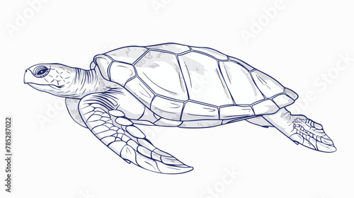 Single continuous line drawing of big turtle for mari