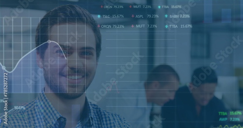 Image of data processing over businessman