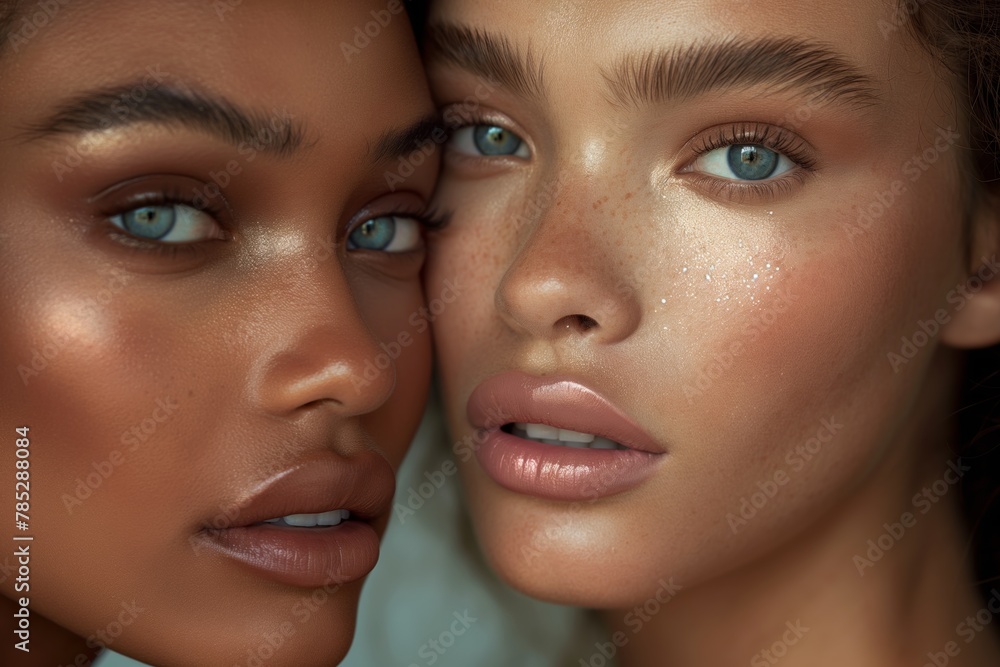 Close-up of diverse beauty female models Close-up of diverse beauty female models