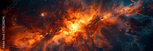 supernova explosion within a galaxy, capturing the dramatic and awe-inspiring moment. photo