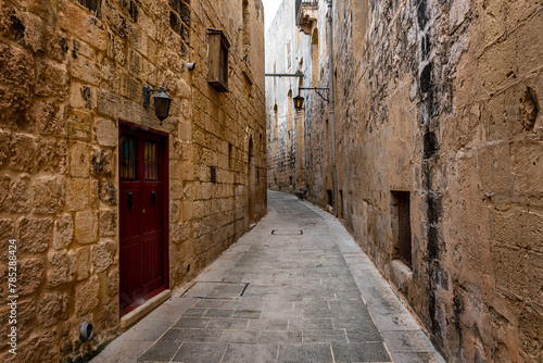 Empty street of ancient Roman city Mdina, ancient capital of Malta, fortified medieval town. Popular touristic destination  © Ivan