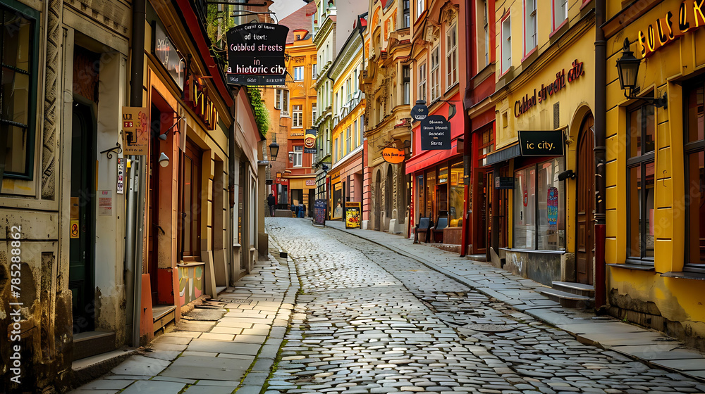 Colorful old town Cobblestone streets of historic town