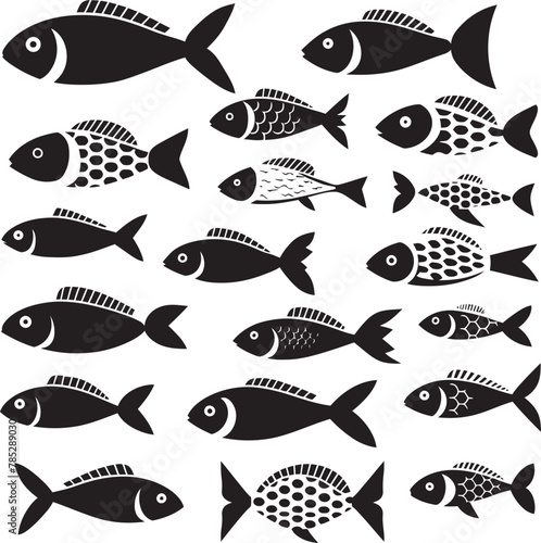 Bold Fish Icon in Vector with Bold Style