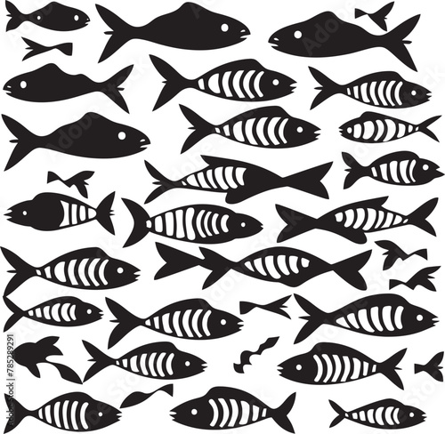 Aquatic Fish Logo Vector Illustration with Waves