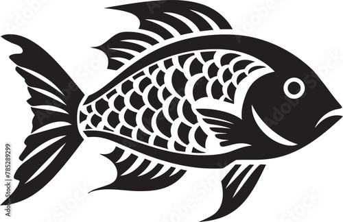 Abstract Fish Emblem Design in a Circular Frame