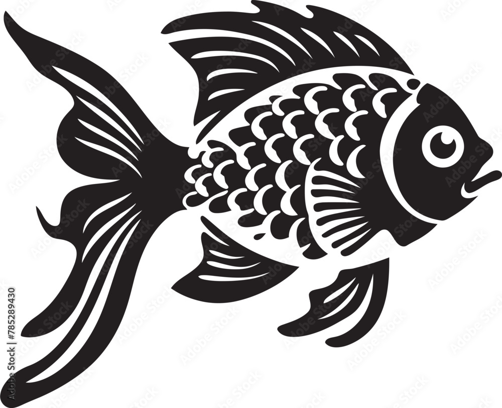 Intricate Fish Illustration in Vector with Detailed Fins Intricate Fish Illustration in Vector with Detailed Fins