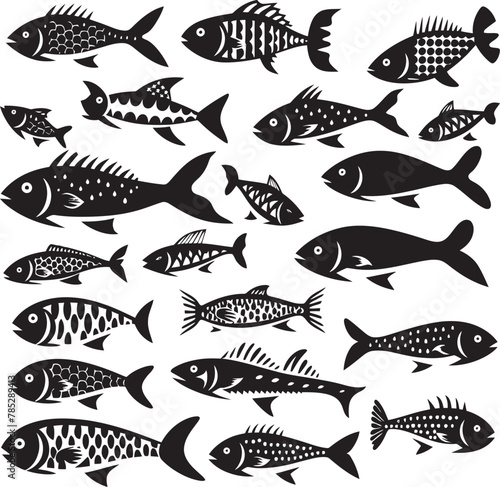 Expressive Fish Logo Concept with Textured Details